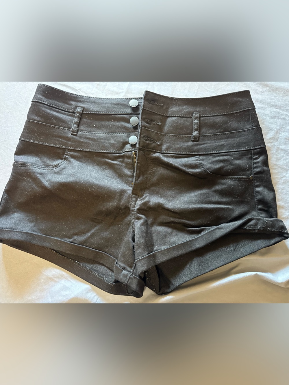 High Waist Black Stretch Short Shorts